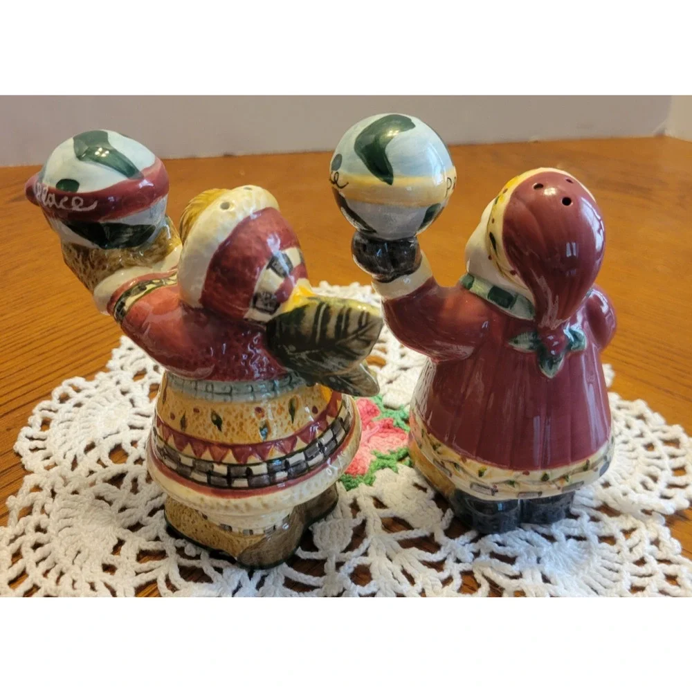 Vtg Sakura Peace Santa Salt Pepper Shakers Joy To‎ The World Christmas Ornaments